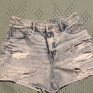 American Eagle Outfitters Light Blue Distressed Jean Shorts